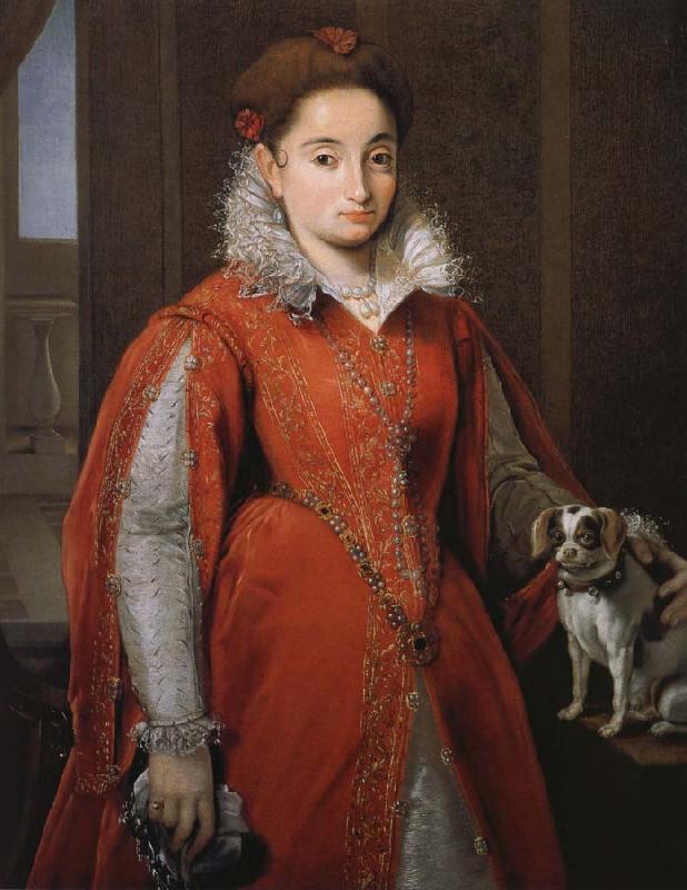 Alessandro Allori With the red dog lady oil painting image